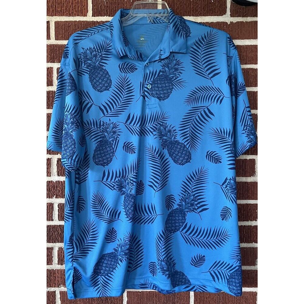 Diamond Head Blue Hawaiian Short Sleeve Polo Size XL